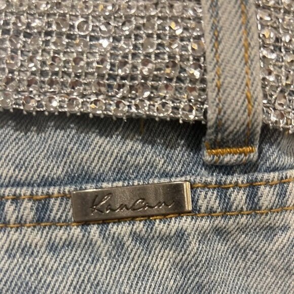 Kancan tapered light wash denim jeans with sparkle belt NWT - Picture 8 of 12